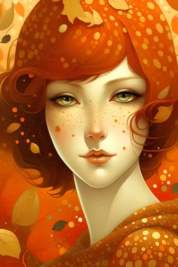 fall inspired art, digital painting, in the style of sophie wilkins, irene sheri, naoto hattori, pointillist artworks, chic illustrations, lush brushstrokes, 1970s| art isolated on clear background| --ar 38:39 --s 750 --v 5. 2