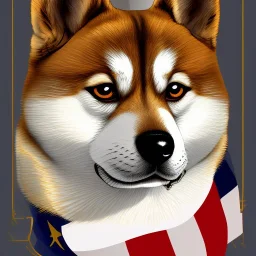 shiba inu with high ranking US military badge