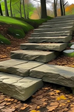 Create stone slab steps on the side of a mountain