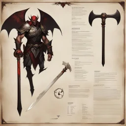 ConceptSheet: A document showing a super powerful demonic double axe of incomprehensible power.