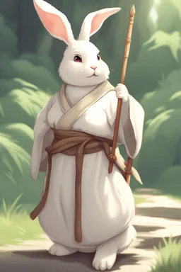 Cute fat bunny floppy ears adventurer robe dnd art realism