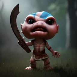 Cute baby video game god of war krotos, axe, mytology, 8k resulation, cinematic lighting, octane render, unreal engine 5