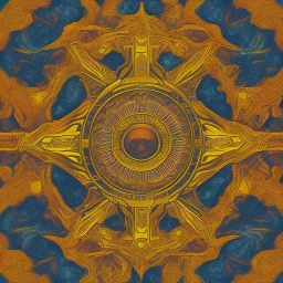 sun ॐ depicted drawn with pattern radiating golden bright