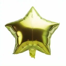 High resolution photograph of a inflated green star foil balloon