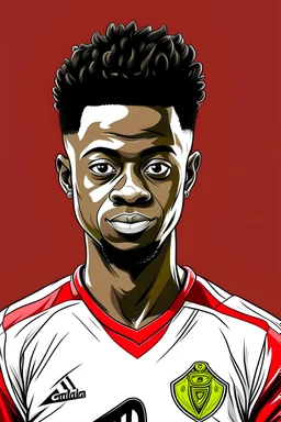 Bukayo Saka English-Nigerian footballer ,cartoon 2d