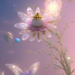 subtle transparent fairy flower in a galactic ambiance, delicate colors, in the foreground, full of details, smooth，soft light atmosphere, light effect，vaporwave colorful, concept art, smooth, extremely sharp detail, finely tuned detail, ultra high definition, 8 k, unreal engine 5, ultra sharp focus