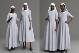 4 suore africane con tunica grigia figura intera fino ai piedi