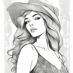 outline art, coloring pages, white Background, Black line, sketch style, only use outline, mandala stile, clean line art, white background, no shadow and clear and well, BEAUTIFUL WOMAN, ALL BODY