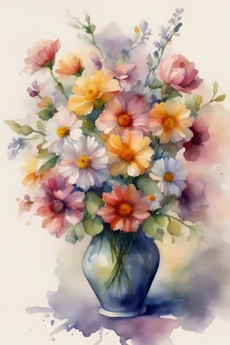 Digitaldavinci,watercolour, highly detailed,high quatity,dof,Show me a vase full of beautiful flowers with light