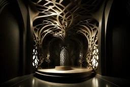Iranian theatre interior design, parametric architecture, decoration by Reza Abedini style of graphic design, calligraphy, Persian