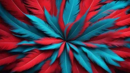 3D anaglyph red-cyan glasses required to watch this universe made of coloured feathers