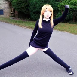 Anime girl doing a split