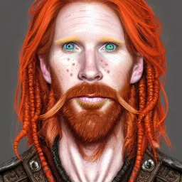 Portrait of Courtney Gains as a ruggedly handsome but joyful roguish pirate, charismatic, attractive male, masculine, perfect, precisely detailed, lightly freckled face, meticulously detailed multi-hued ginger carrot colored cherry fire red hair; Malachai of the corn; fantasy, intricate, elegant, highly detailed, digital painting, artstation, concept art, matte, sharp focus, illustration, art by artgerm and greg rutkowski and alphonse mucha