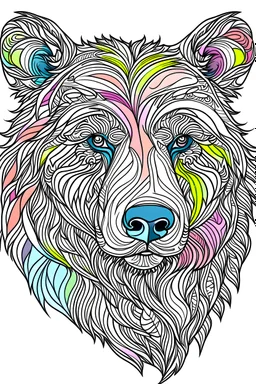 Colored Bear portrait coloring book vover