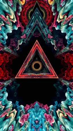 Surrealism insanely detailed 3D photography unspiraling temple lakes psychedelic abstracts surreal mandelblub weirds fullbody eye mouth floating falling in the air and abyss illusion, triangles shapes and blackhole. symmetrical, centering, complex, confusing. repetitive and real, theet motif looking one way up, worm, flying key, eerie, morbid, darkness, creepy taurus goat. digital painting, vivid, trippy