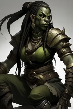 huge female orc dark braided ponytail pirate barbarian dnd