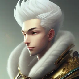 fantasy young ethnic skinny male with lean muscles, white hair, in library, ⭐☁️, friendly slight smile, hd, uhd, full body, modern anime art style, epic anime key visual, Artstation trending, loish rossdraws artgerm, golden ratio, fake detail, trending pixiv fanbox, style of makoto shinkai studio ghibli genshin impact james gilleard greg rutkowski chiho aoshima