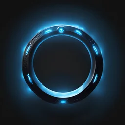 ring of power, black background, blue lighting, icon