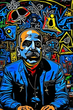 expressionism, Pixar style, in abstract art Basquiat, Picasso, Miro, Kandinsky, Klee, Birell, Fairey, Ardon, Buffet and Picasso style, HD --s 750 --v 5.1 --style raw, Acrylic colors black background
