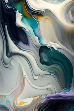 Painting, colors, poured colors, light colors, glossy, marble, gray