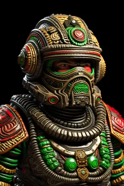 Aztec space trooper hyperrealistic