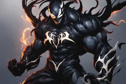 Venom in 8k solo leveling shadow artstyle, goku them, full body, intricate details, highly detailed, high details, detailed portrait, masterpiece,ultra detailed, ultra quality