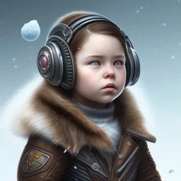 Cyberpunk Portrait of cyborg chipmunk child with brown hair and with cute face, north pole snowy vibe , perfect composition, hyperrealistic, super detailed, 8k, high quality, trending art, trending on artstation, sharp focus, studio photo, intricate details, highly detailed, by greg rutkowski