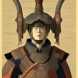 Ukiyo-e Style , Male Samuri in armour