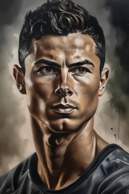 Oil painting of Cristiano Ronaldo.