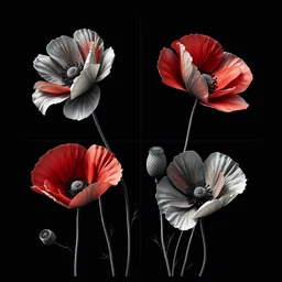 hladam obraz ktory sa sklada zo styroch casti a su na nich vlcie maky ako kvety. Je to cierny obraz