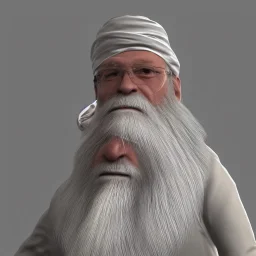 An old man with a long beard old Arabic and white Turkish turban feature ray tracing 4k realistic