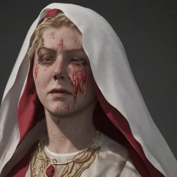 The Virgin Mary, cries with blood, Outlast, photorealistic illustration, 8k