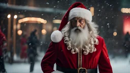Insanely detailed realistic Santa clause, humanly features, real hair and beard, backpack, wearing GUCCI branded outfits, walking through Dubai downtown, Cinematic lighting, no blur, sharp focus, photorealistic, insanely detailed and intricate, snow falling, real photography, epic scene, 8k, Shot on a Hasselblad high format camera with a 100mm lens. Unmistakable to a photograph. cinematic photography and lighting. 4k, 8k, 16k, full ultra hd, high resolution --ar 3:2 --v 5 --up-beta --Screen Spa
