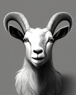 I want a goat head in vector black and white white background