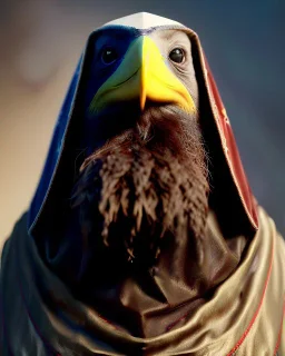 "Jesus, mysterious Kenku male, bird, full-scale head and shoulders portrait, 8k resolution concept art portrait by Greg Rutkowski, Artgerm, WLOP, Alphonse Mucha dynamic lighting hyperdetailed intricately detailed Splash art trending on Artstation triadic colors Unreal Engine 5 volumetric lighting Splash art fantasy"