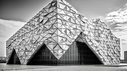 Estación marítima, inspirado en I. M. Pei, construido principalmente en Azulejo cerámico, composición basada en geometría discontinua , representado como fotografía arquitectónica abstracta.