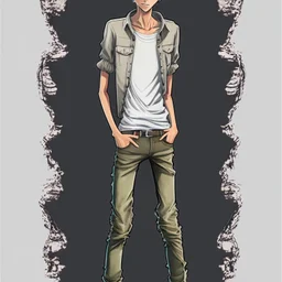 Teen man, black hair, black leather jacket, perfect face, style of tomer hanuka, jeans, pompadour. standing, full body