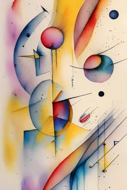 Abstract watercolour art in the style of Kandinsky. sketchy pencil outlines
