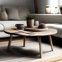 a picture for a webshop for a cozy nordic design coffee table in wood with a rustic feeling in neutral colors.