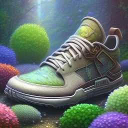 pixar style, volumetric summer garden environment and background, hyper realistic painting of best 3d puffer steampunk Nike sneaker, looking excited, volumetric lighting, dramatic lighting, detailed digital painting, anime, ornate, colour-saturated colors, chaotic, small minutiae, tiny features, particulars, centered, smooth, sharp focus, renderman gofur render, 8k, uhd, detailed eyes, realistic shaded volumetric lighting, sunlight caustics, backlight, centered camera view