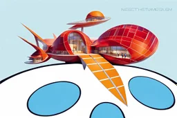 Architectural drawing of a Neofuturistic art museum, (((isometry))), ultra quality, people, treets