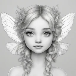 realistic FAIRY, adult, face view, cute, smile, beautiful, full view, realistic, coloring page, only draw lines, coloring book, clean line art, wildlife-inspired, kid style, –no sketch, color, –ar 3:4, white background, minimalistic black lines, 8k, minimal black color, low level black colors, coloring page, use pure black and white colors, avoid thick black colors, thin black line art, avoid colors, perfect shape, perfect clear lines, clear edges, white background,