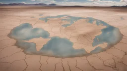 the world map on a dry lake