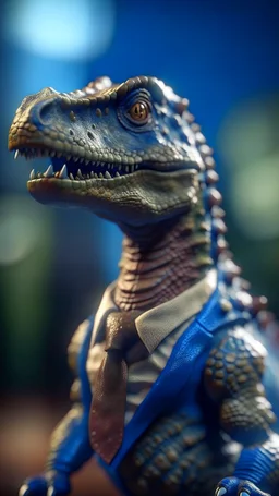 dinosaur wearing a neck tie, shot on Hasselblad h6d-400c, zeiss prime lens, bokeh like f/0.8, tilt-shift lens 8k, high detail, smooth render, down-light, unreal engine, prize winning