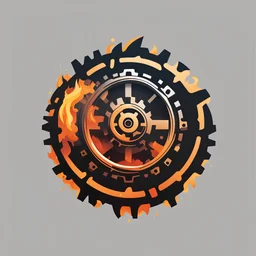 Burning Cogwheel Logo flat and simple style transparent background vectors