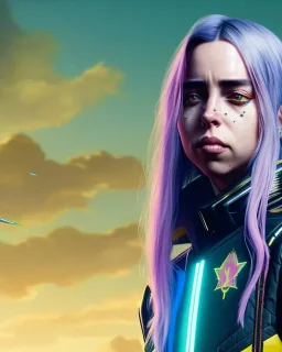 Billie Eilish, in stockings, cyberpunk2077