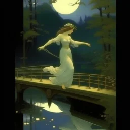 THE GHOST IS STILL DANCING AT NIGHT ON THE OLD COUNTRY BRIDGE. Alphonse Mucha
