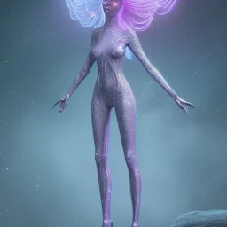 Pleiadian beautiful alien girl ultra-realistic, galaxy outfit, highly detailed, masterpiece, delicate detailed, sharp focus, insanely detailed, fantasy art, intricate detailed, elegant, fog, Special Lighting, Vibrant, color Scheme, forest, unreal engine 5, trending on artstation, anime