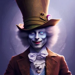 "Mad Hatter" book young man character of "Alice in the wonderland".Detailed face, detailed eyes, blue eyes, Realistic lighting,, elegant dress,sarcastic smile,big red and green top hat,.behance contest winner, generative art, baroque, intricate patterns, fractalism, movie still, cartoon.style by Disney,Chie Yoshii,earnst haeckel,james jean.
