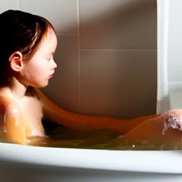 Girl sitting in Bathtub